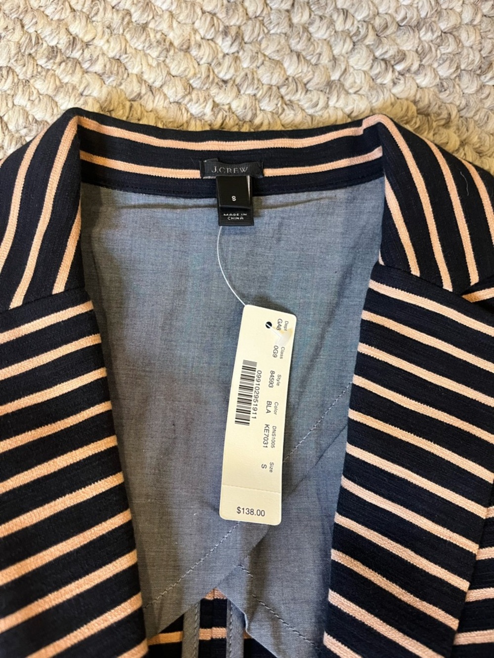 NWT J. Crew Striped Black and Tan Women's Blazer- Small - Picture 4 of 5